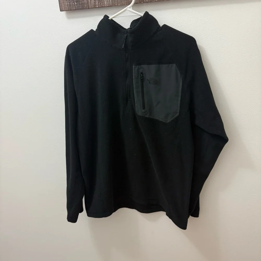 The North Face 1/4 Zip Fleece Pullover Jacket Men Size M Medium Black Sweatshirt